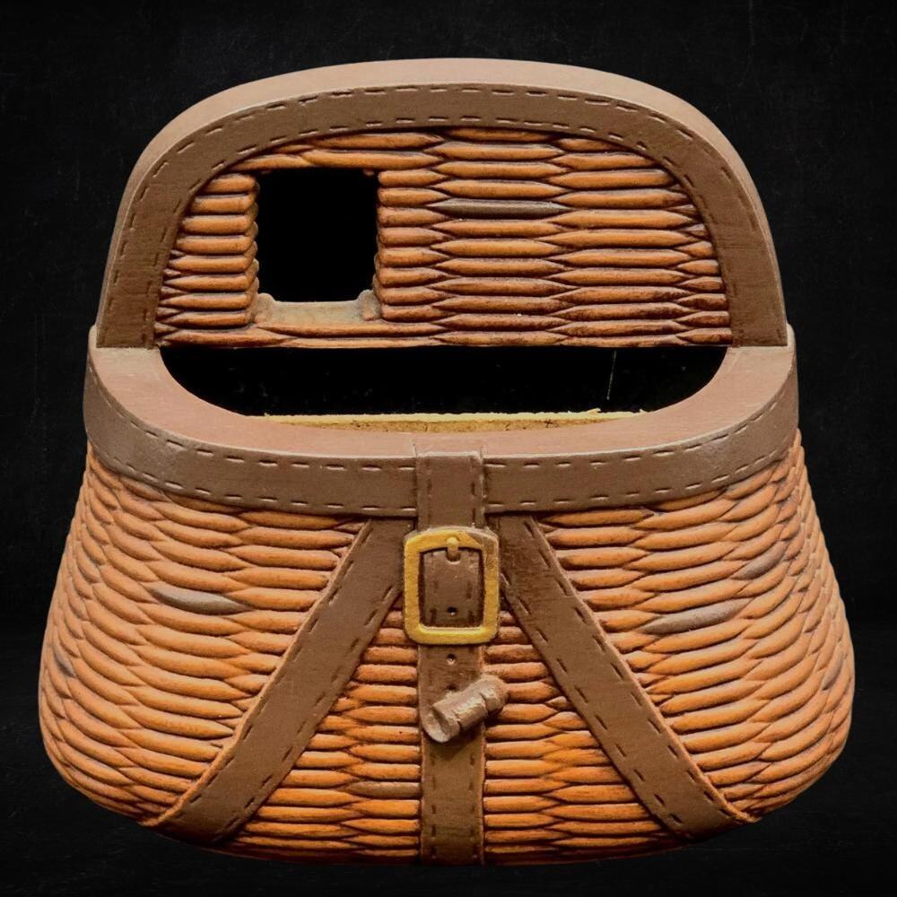 HOMCO Fishing Creel Wall Pocket Faux Wicker Basket Rustic Cabin Decor